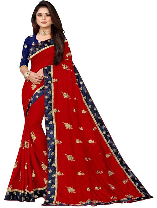 self design embroidered saree with blouse - 19972421 - Very Small Image - 1