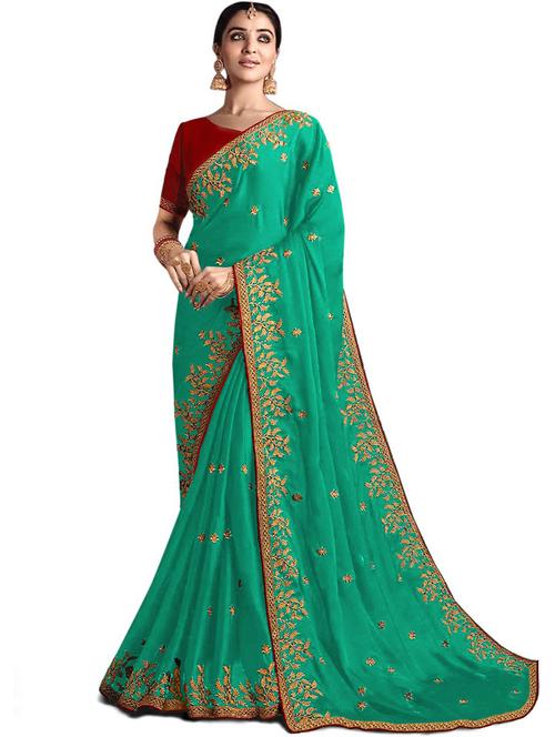 self design embroidered saree with blouse - 19972470 - Very Small Image - 1
