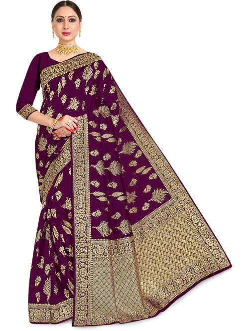 purple jacquard banarasi saree with blouse - 19972557 - Very Small Image - 1