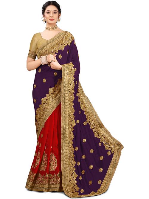 self design embroidered saree with blouse - 19972600 - Very Small Image - 1