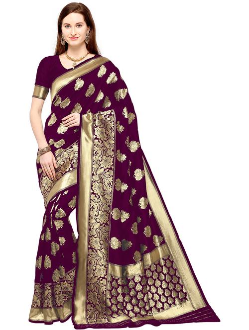 purple jacquard banarasi saree - 19972654 - Very Small Image - 1