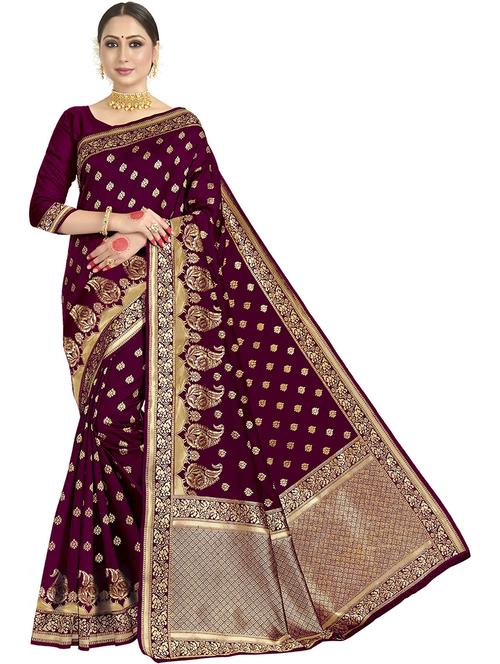 purple jacquard banarasi saree - 19972658 - Very Small Image - 1