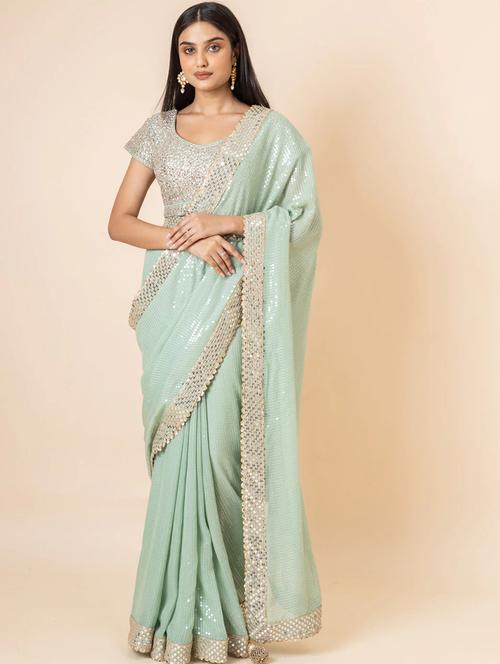 self design embroidered saree with blouse - 19972670 - Very Small Image - 1