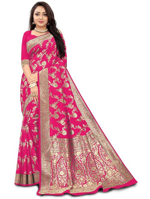 pink jacquard banarasi saree with blouse - 19972697 - Very Small Image - 1