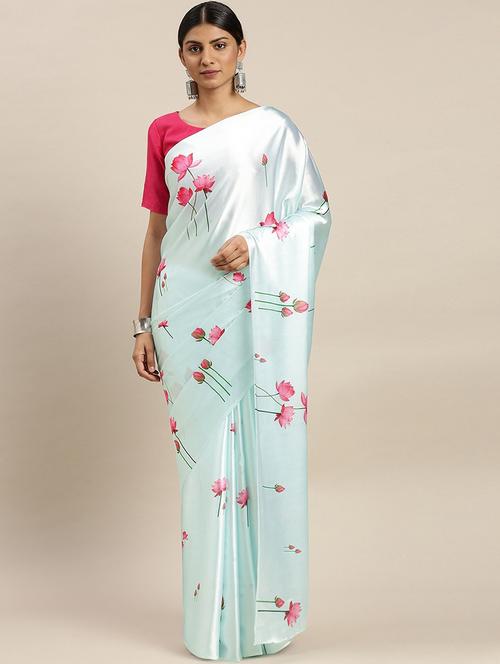 floral printed saree with blouse - 19972751 - Very Small Image - 1