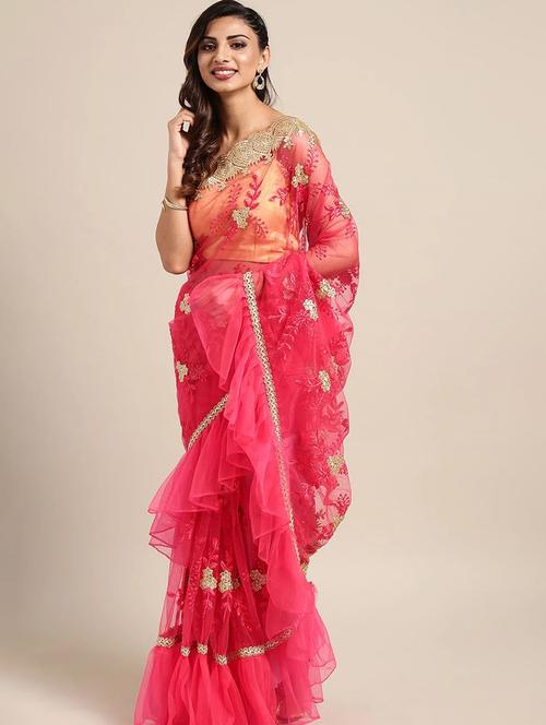 self design embroidered saree with blouse - 19972768 - Very Small Image - 1