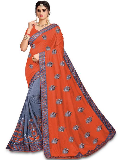 self design embroidered saree with blouse - 19972829 - Very Small Image - 1