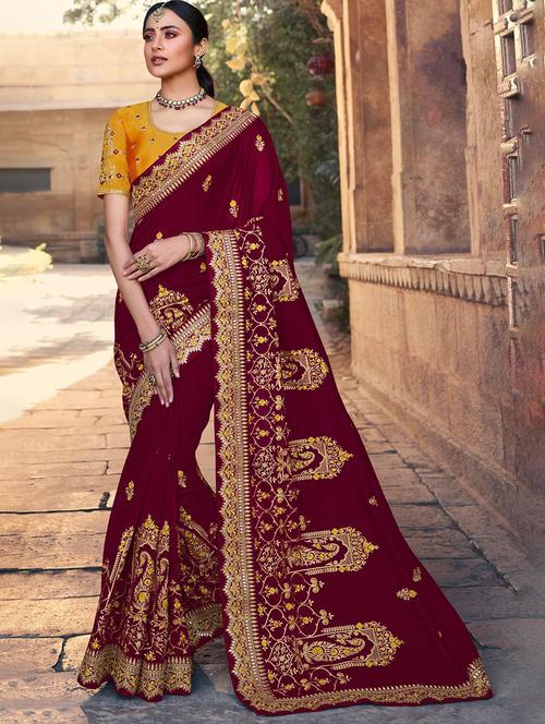 self design embroidered saree with blouse - 19972929 - Very Small Image - 1