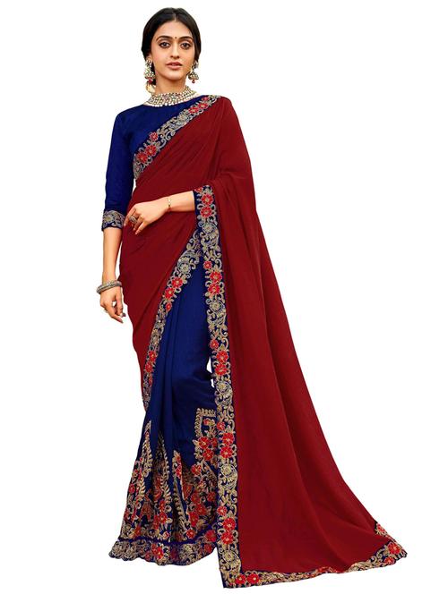 self design embroidered saree with blouse - 19972972 - Very Small Image - 1
