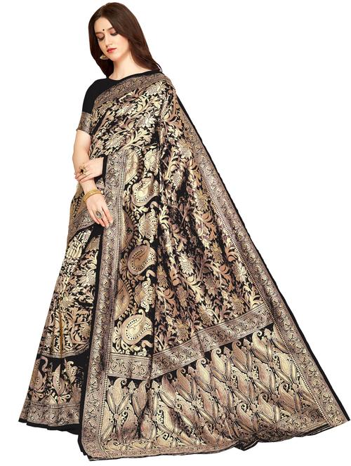 black jacquard banarasi saree with blouse - 19973036 - Very Small Image - 1
