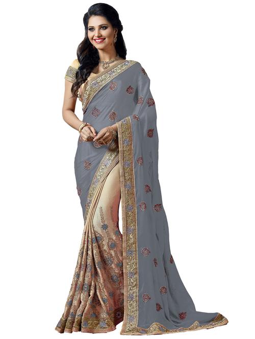 self design embroidered saree with blouse - 19973109 - Very Small Image - 1