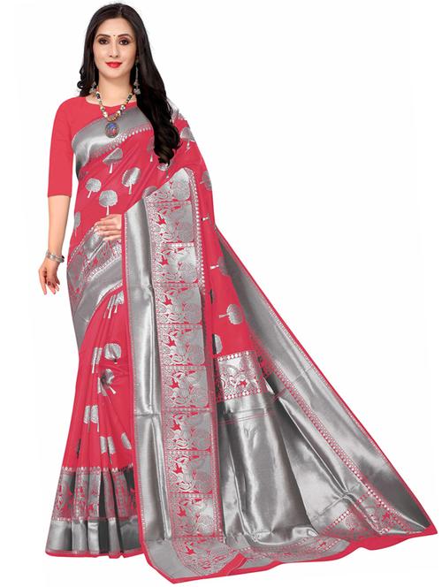 pink silk blend kanjivaram saree - 19973226 - Very Small Image - 1