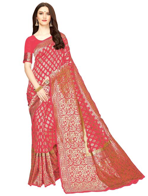 pink jacquard banarasi saree with blouse - 19973244 - Very Small Image - 1