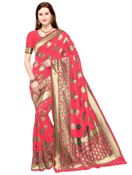 pink jacquard banarasi saree with blouse - 19973246 - Very Small Image - 1