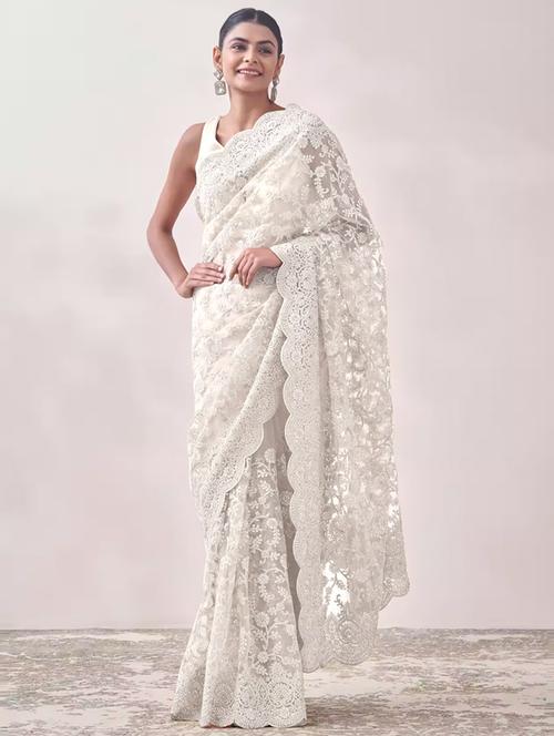 self design embroidered saree with blouse - 19973348 - Very Small Image - 1
