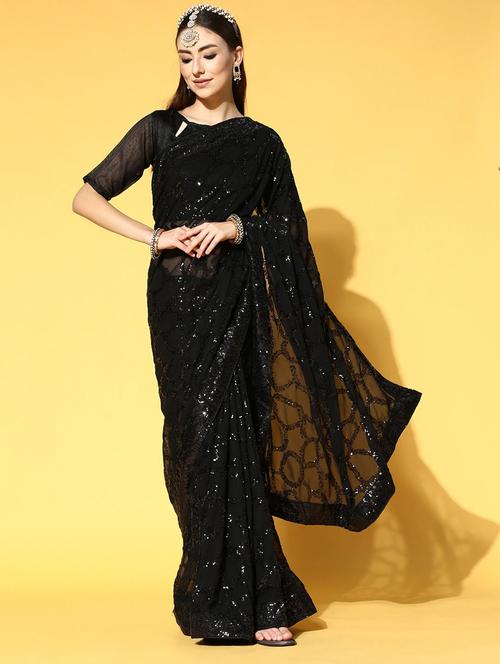 self design embroidered saree with blouse - 19973715 - Very Small Image - 1