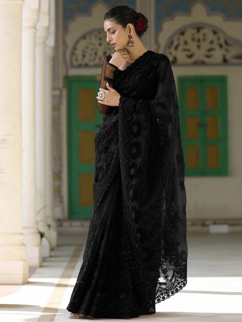 self design embroidered saree with blouse - 19973718 - Very Small Image - 1