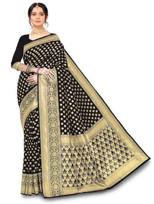 black jacquard banarasi saree with blouse - 19973739 - Very Small Image - 1
