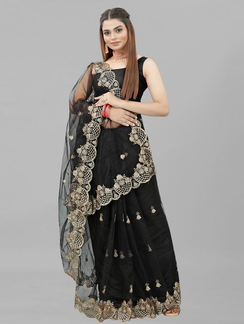 self design embroidered saree with blouse - 19973756 - Very Small Image - 1