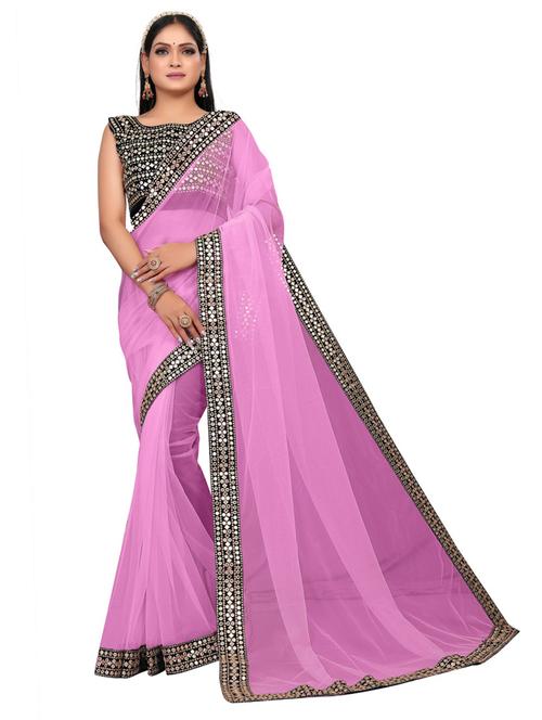 solid bordered saree with blouse - 19973861 - Very Small Image - 1