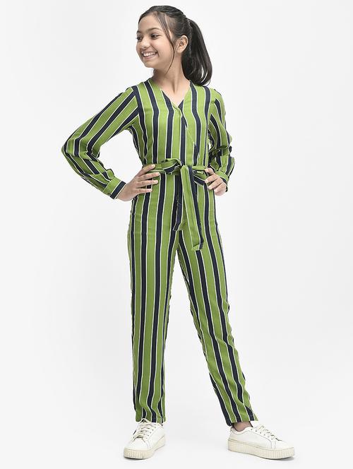 v neck striped full length jumpsuit - 19976701 - Very Small Image - 1