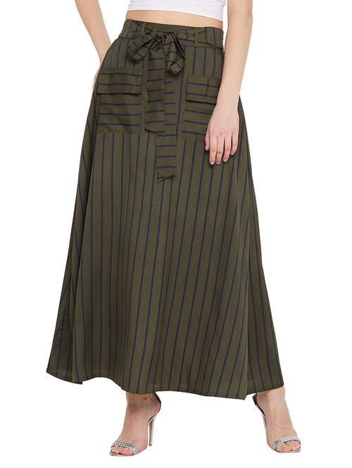 high rise striped a-line skirt - 19977079 - Very Small Image - 1