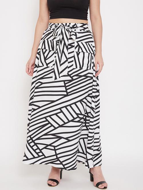 high rise striped a-line skirt - 19977081 - Very Small Image - 1