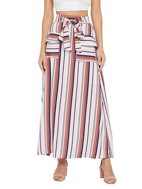 high rise striped a-line skirt - 19977083 - Very Small Image - 1
