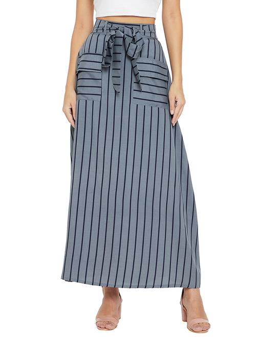 high rise striped a-line skirt - 19977084 - Very Small Image - 1