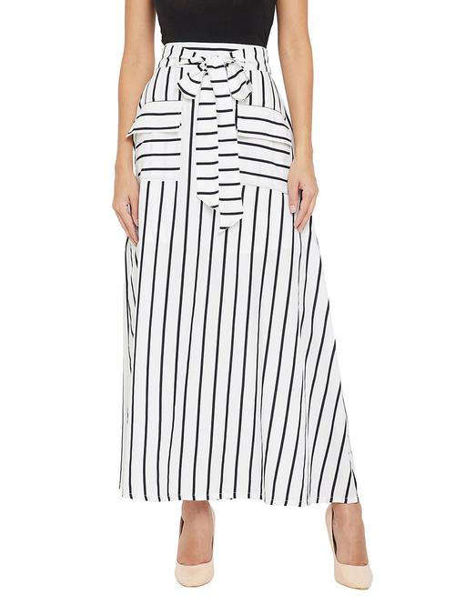 high rise striped a-line skirt - 19977085 - Very Small Image - 1