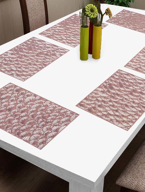 fabinaliv set of 6 copper floral textured pvc table mats (45x30 cm) - 19977465 - Very Small Image - 1
