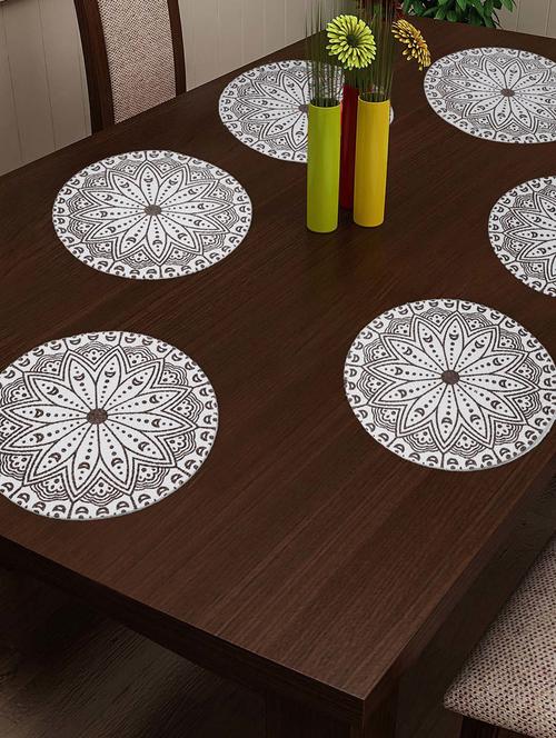 fabinaliv set of 6 brown floral braided cotton table mats (38x38 cm) - 19977566 - Very Small Image - 1