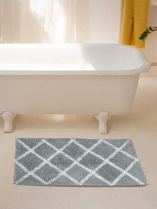 fabinaliv grey geometric cotton blend bath mat (60x40 cm) - 19977587 - Very Small Image - 1
