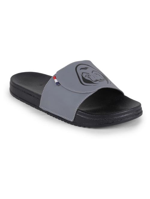 grey leatherette slip on flip flops - 19977830 - Very Small Image - 1