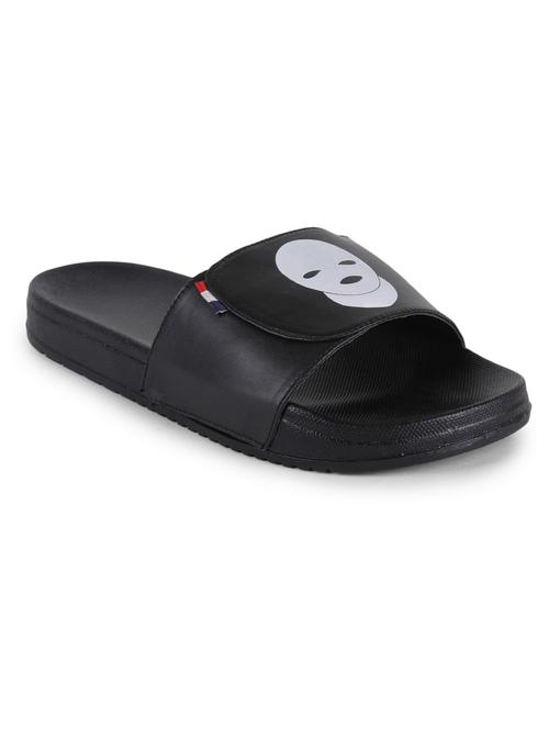 black leatherette slip on flip flops - 19977834 - Very Small Image - 1