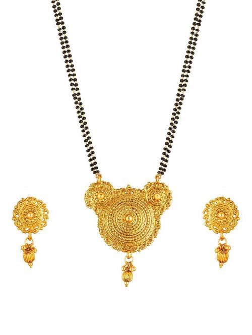 gold brass beaded mangalsutra set - 19978842 - Very Small Image - 1