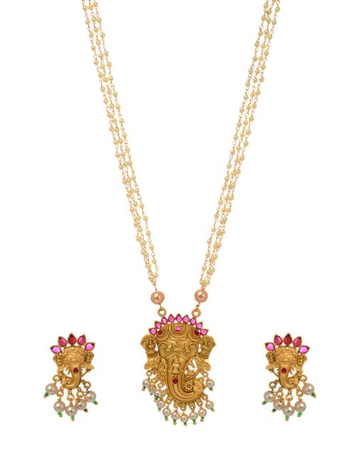 gold plated necklaces and earring set - 19978874 - Very Small Image - 1