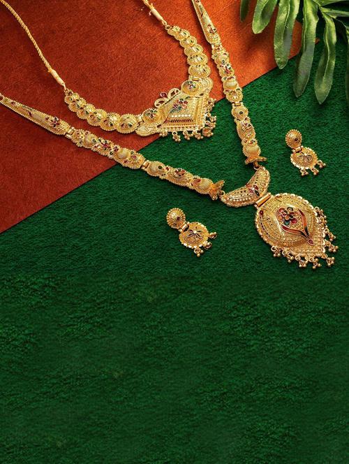 gold plated necklaces and earring set - 19978875 - Very Small Image - 1