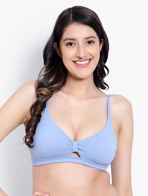 blue nylon plunge bra - 19979190 - Very Small Image - 1