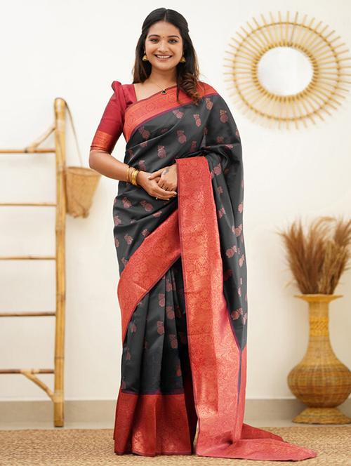 grey printed dharmavaram saree - 19979378 - Very Small Image - 1