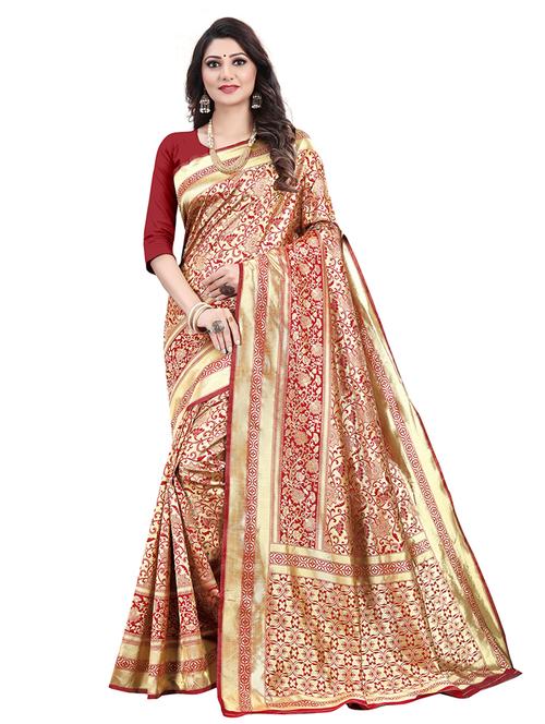 maroon self design banarasi saree - 19979433 - Very Small Image - 1