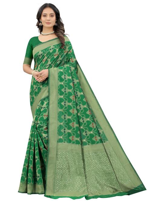 green self design kanjivaram saree with blouse - 19979481 - Very Small Image - 1