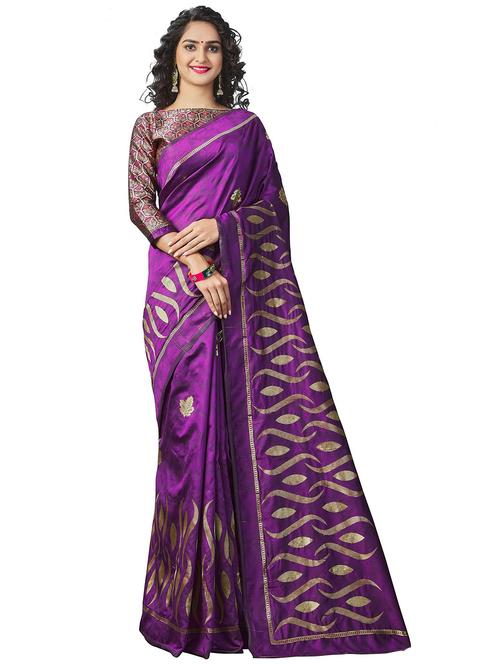 purple self design kanjivaram saree with blouse - 19979486 - Very Small Image - 1