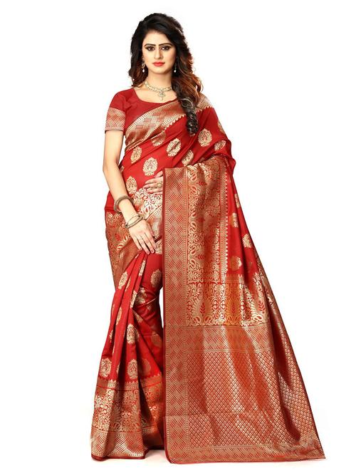 red self design kanjivaram saree with blouse - 19979507 - Very Small Image - 1