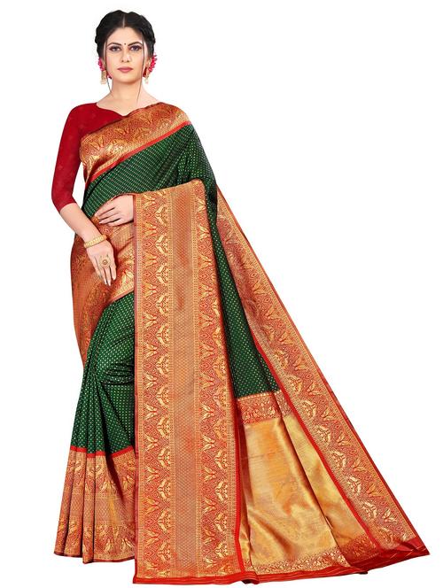green self design banarasi saree with blouse - 19979690 - Very Small Image - 1