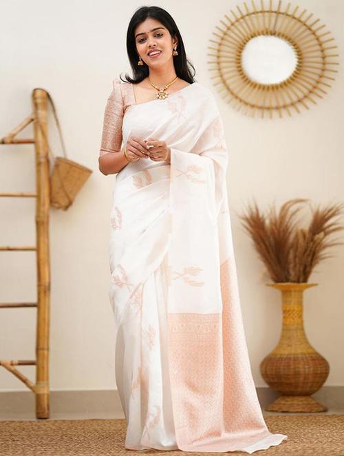 white self design woven saree - 19979707 - Very Small Image - 1