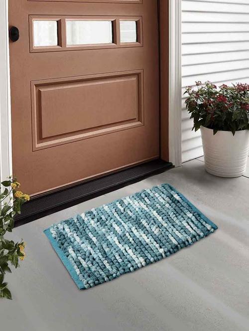 fabinaliv blue striped cotton blend door mat (78x52 cm) - 19979787 - Very Small Image - 1