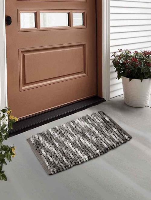 fabinaliv brown striped cotton blend door mat (78x52 cm) - 19979788 - Very Small Image - 1