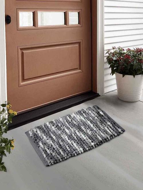fabinaliv grey striped cotton blend door mat (78x52 cm) - 19979789 - Very Small Image - 1