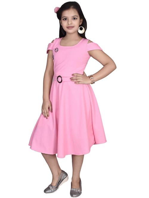 round neck solid crepe frock - 19980122 - Very Small Image - 1